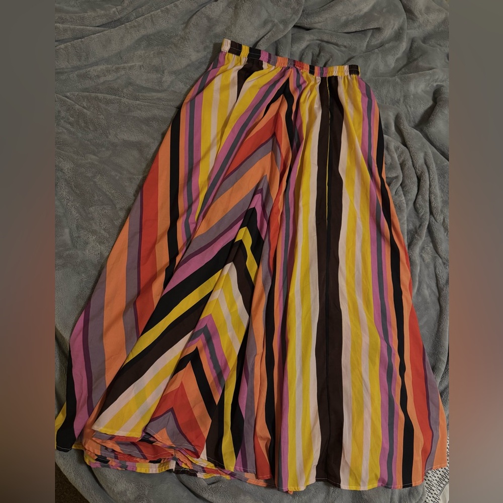 flint & moss New York Multicolor Striped Maxi Skirt